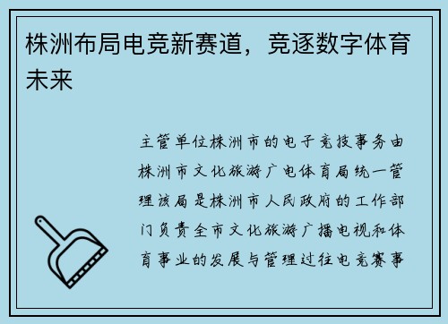 株洲布局电竞新赛道，竞逐数字体育未来